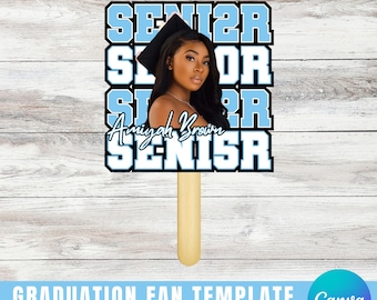 2025 Graduation Fan Template, DIY Canva Template, Editable Hand Fan, Grad Paddle Fan, Custom Grad Fan, Custom Graduation Favors, High School