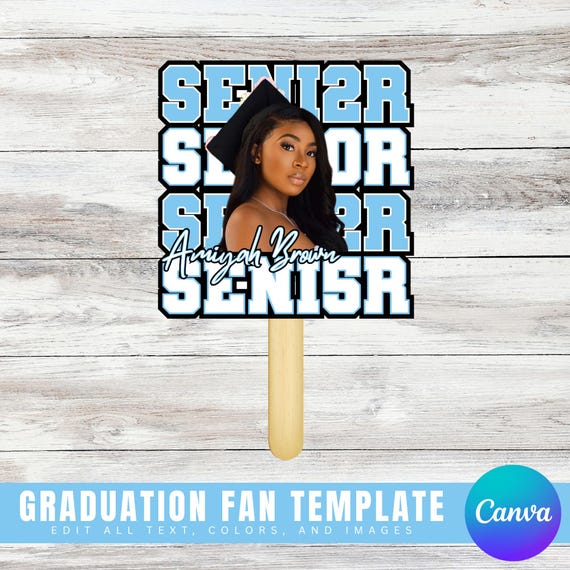 2025 Graduation Fan Template, DIY Canva Template, Editable Hand Fan, Grad Paddle Fan, Custom Grad Fan, Custom Graduation Favors, High School