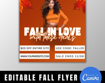 DIY Editable Fall Sale Flyer, Canva Template, Hairstylist Flyer, Boutique Flyer, Makeup Artist Flyer, Fall Deal Flyer, Social Media Template