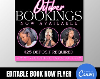 DIY Editable Canva Book Now Flyer, Bookings Available, Appointments Available Flyer, Nail Tech Flyer, Hairstylist Flyer, Lash Tech Flyer
