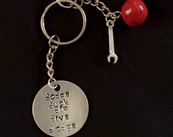 Dodgeball Movie themed keychain handstamped 5 D’s of Dodgeball Clay Charm Wrench