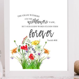 Colorful Scripture Bible Verse Wall Art Isaiah 40:8 Print, Religious and Christian Home Decor, Bible Verse Print, Instant Download and Print