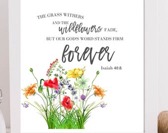 Colorful Scripture Bible Verse Wall Art Isaiah 40:8 Print, Religious and Christian Home Decor, Bible Verse Print, Instant Download and Print