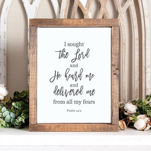Scripture Print Psalm 34:4 Bible Verse Wall Art, Christian Gift ...