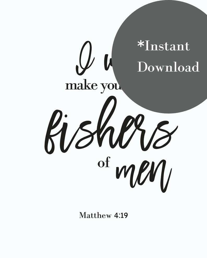 Scripture Print Fishers of Men Bible Verse Wall Art Matthew | Etsy