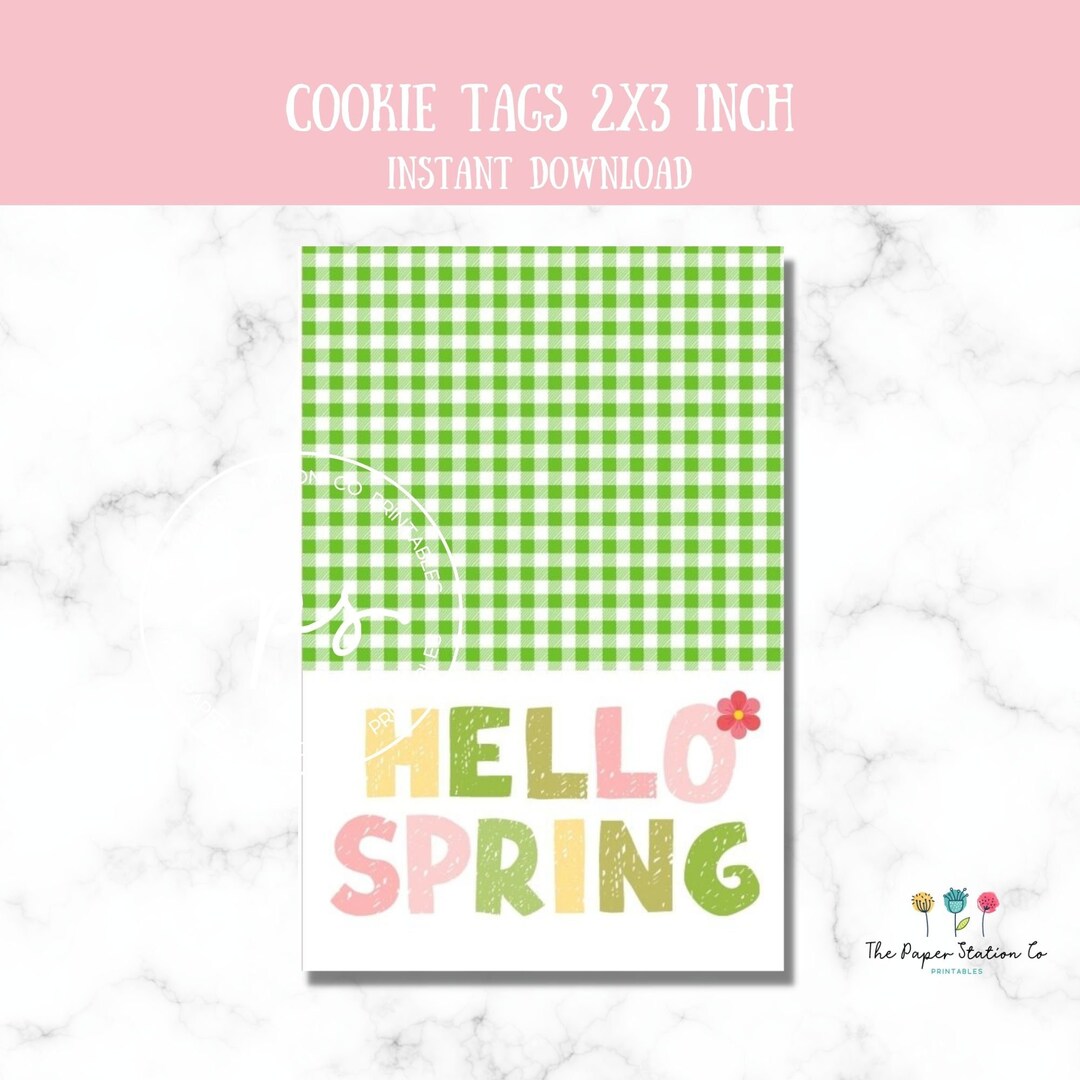 Spring Stickers For Cookies Hello Spring Printable Cookie Tag 2x3 In, Easter Cookies, Spring Cookie ...