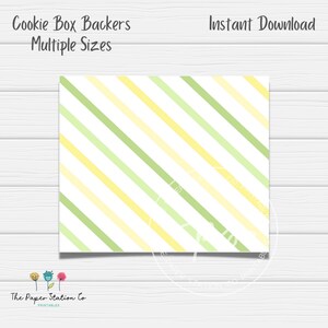 Pastel Striped Cookie Box Backer, Spring Printable Box Backer Card, Multiple Sizes, Cookie Packaging, Instant Download, Bakers packaging