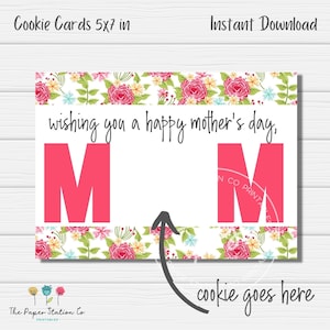 Ich wünsche Ihnen einen glücklichen Muttertag Mutter druckbare Keks Karte 12x18 in, Blumen Tag, Keksverpackung, Blumenkeks, Geschenk für Mama