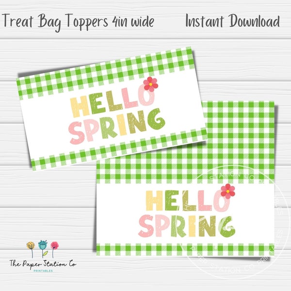 Happy Spring Printable 4 in Bag Topper, Spring Easter Cookie Tag, Instant download, cookie packaging, Bunny Peep Goodie Treat Bag