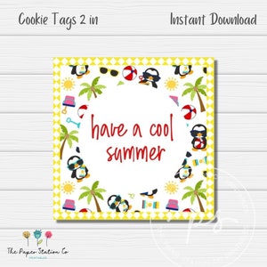 Have a Cool Summer Popsicle Printable Square Cookie Tag 2 Zoll, Sofortiger Download, Cookie Verpackung, Eis am Stiel Kekse, Cool Summer Tag