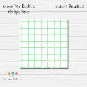 Green Checks Cookie Box Backer, Spring Printable Box Backer Card, Multiple Sizes, Cookie Packaging, Instant Download, Bakers packaging
