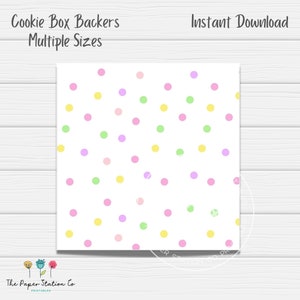 Polkadot Easter Cookie Box Backer, Spring Printable Box Backer Card, Multiple Sizes, Cookie Packaging, Instant Download, Bakers packaging