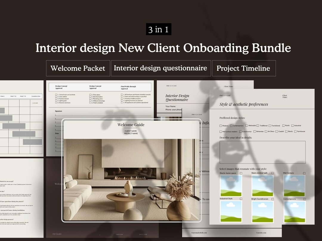 Interior Design Client Onboarding Process Bundle Welcome Guide Client ...