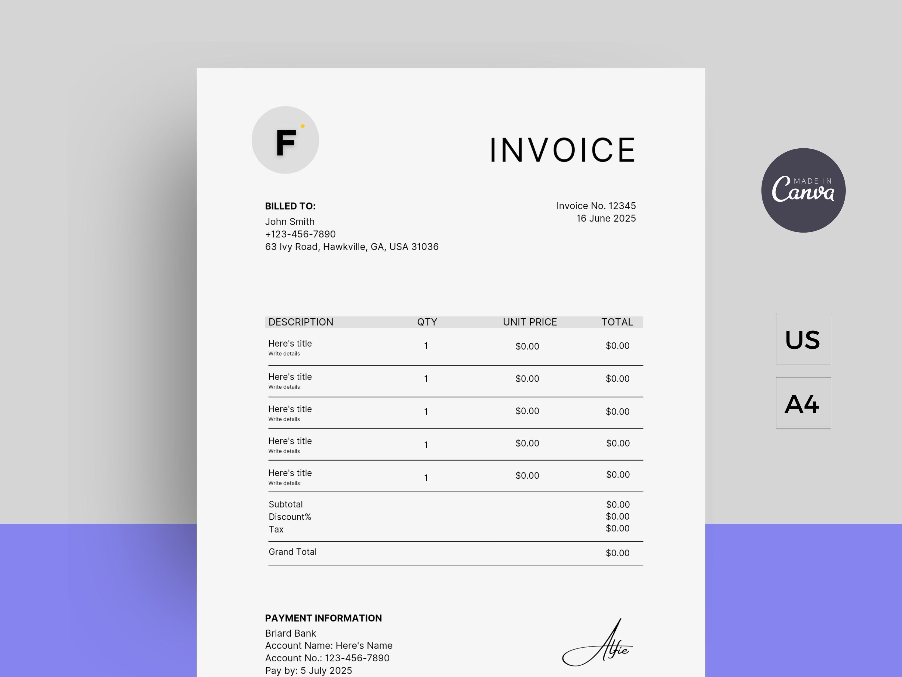 Small Business Invoice Template Invoice Template Modern Invoice ...