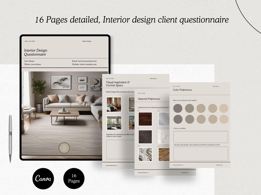 Interior Design Questionnaire Template Interior Design Form Clients ...