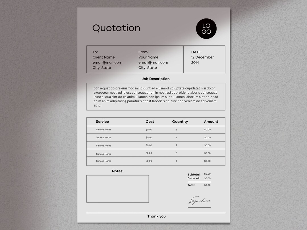 Editable Quotation Template Canva Quotation Quote Form Small Business