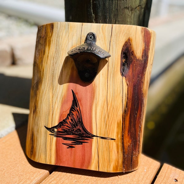 Cedar Live Edge Bottle Opener