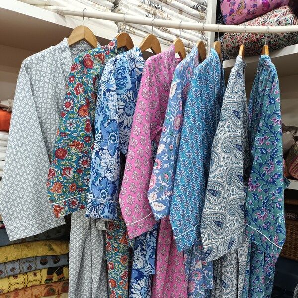 Assorted Lot Of cotton Kimono Women Bath robe Printed Beach Cover Up Indian Bridesmaid Robe