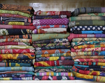 Assorted Vintage Kantha Quilt Indian Kantha Bedcover Handmade Kantha Bedspread Patchwork Kantha Blanket Throw Twin Size Kantha Coverlet 1Pcs