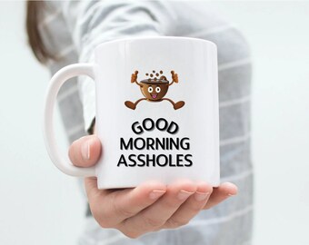 Goedemorgen koffiemok | Mok koffiebonen | Koffiemok met grappig gezegde |   Grappige bedrukte mok warme chocolademelk.