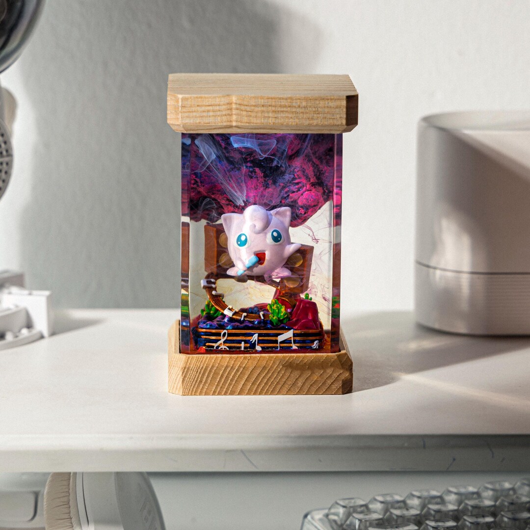 Jigglypuff Pokémon Resin Lamp Epoxy Art Night Light, Handmade Diorama ...