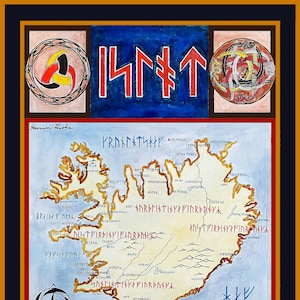 Carte de l'Islande médiévale ; L'Islande de l'âge Viking en runes