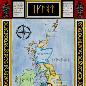 Danelaw-Karte; Runenkarte des angelsächsischen Britanniens