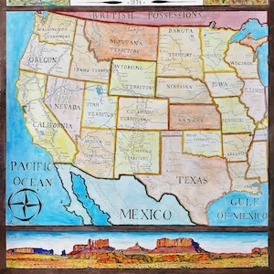 Mapa del Salvaje Oeste; Estados occidentales históricos; Frontera americana 1874