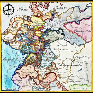 Mappa del Sacro Romano Impero 1789; Europa centrale prima della Rivoluzione francese