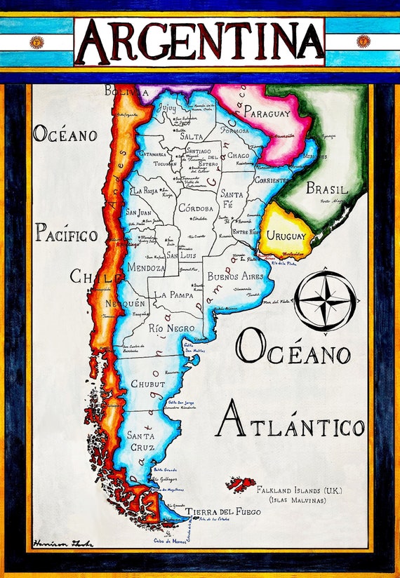 Argentina Map Southern Cone Patagonia -  Hong Kong