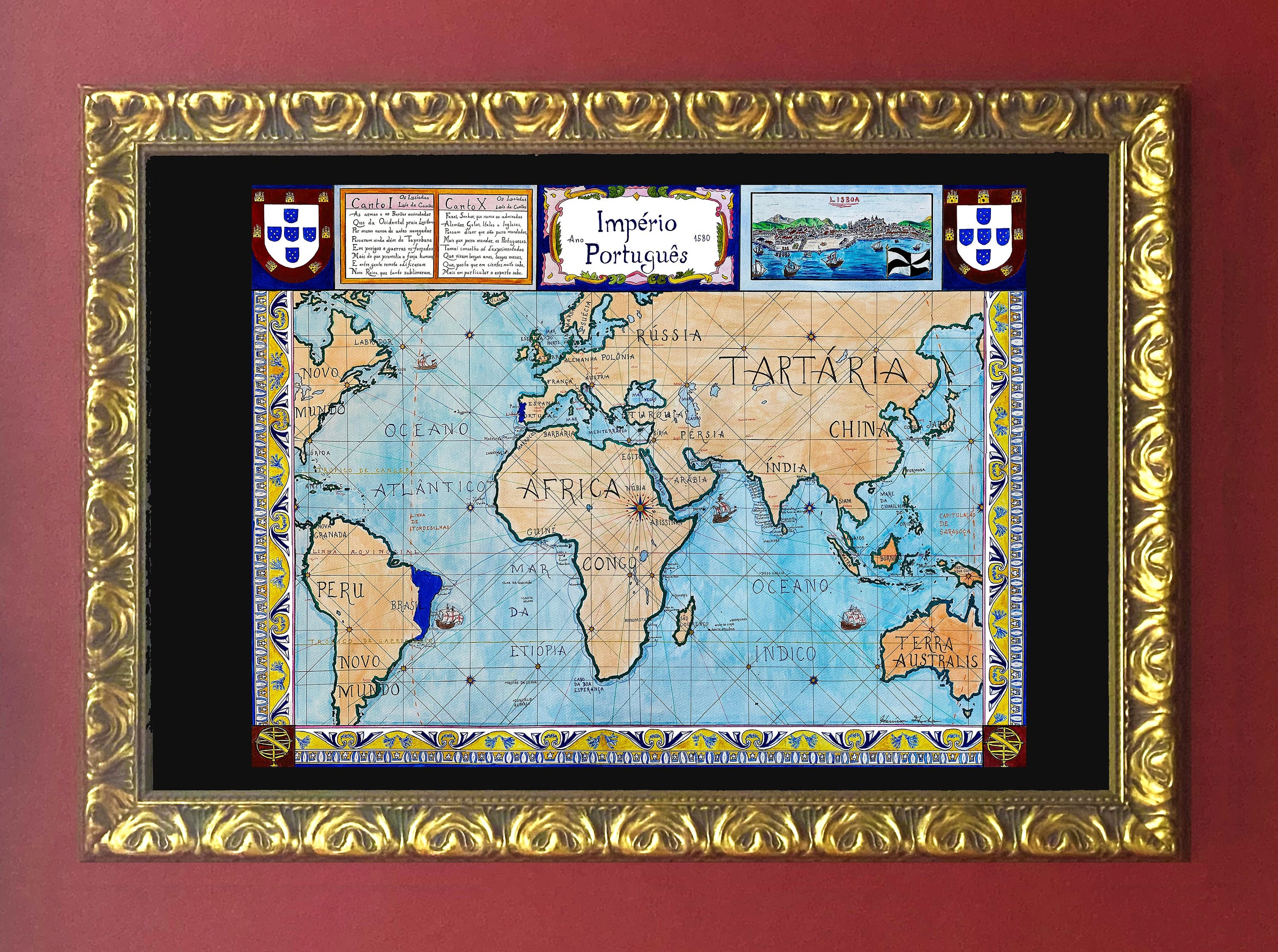 1580年のポルトガル帝国；ポルトガルの歴史地図 - Etsy 日本