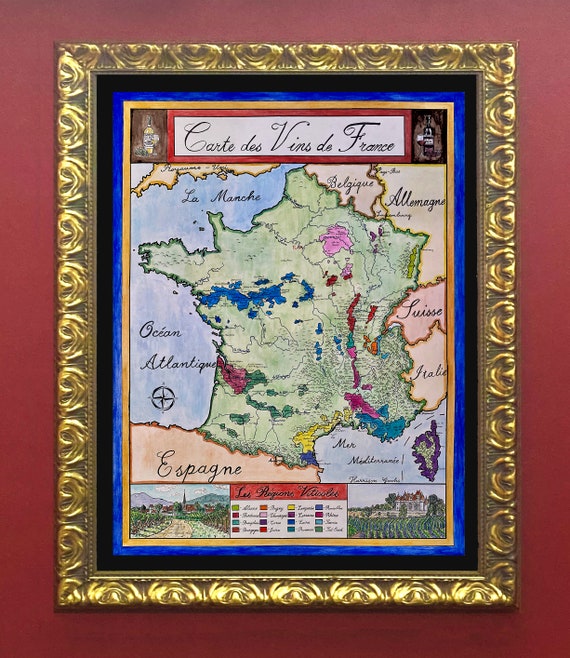 フランスのワインマップ; フランスのブドウ栽培 - Etsy 日本