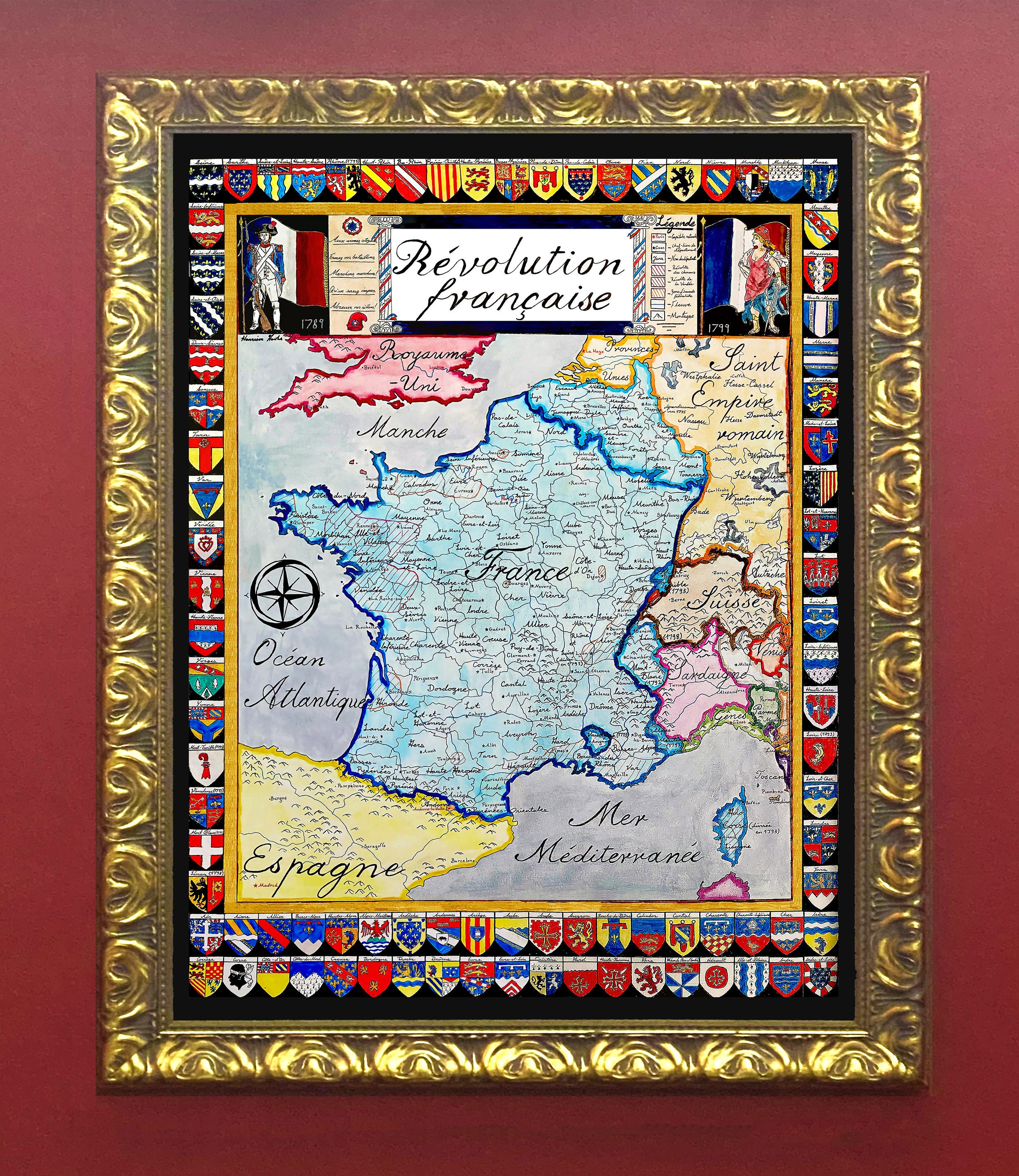 フランス革命地図; 1789-1799年のフランス地図 - Etsy 日本