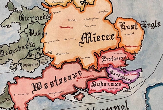 アングロサクソン時代のイギリスの地図; 七王国 - Etsy 日本