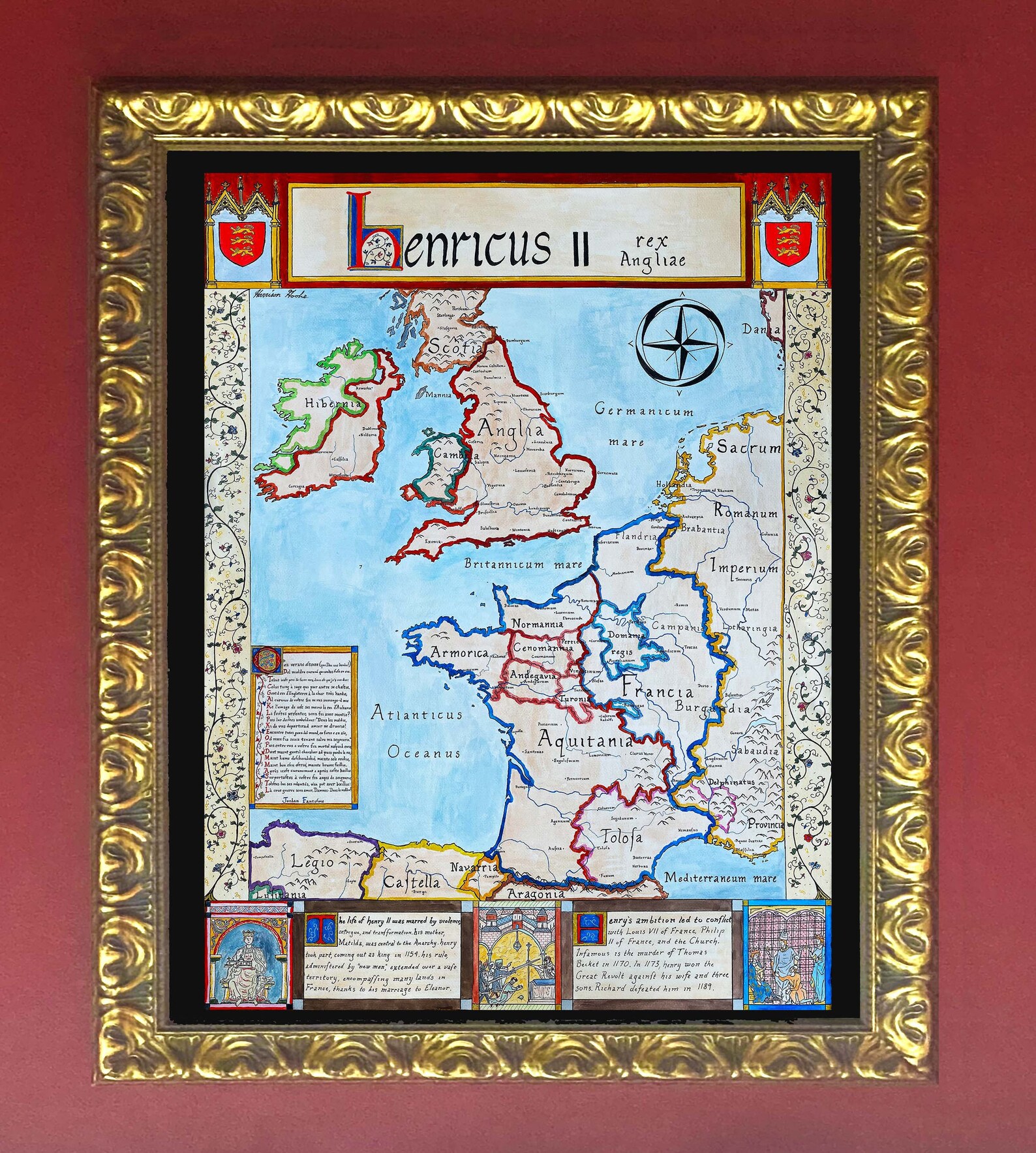 Henry II Map Angevin Empire Medieval Western Europe Map Etsy