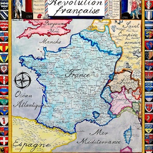 Landkarte Französische Revolution; Landkarte von Frankreich 1789-1799