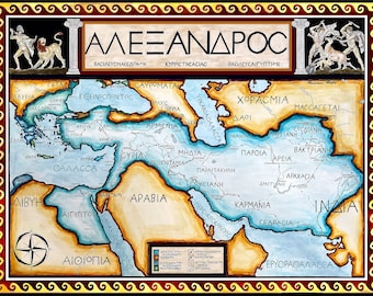 Alexander the Empire Map 323 BC – Ancient Greek Hellenistic World Print