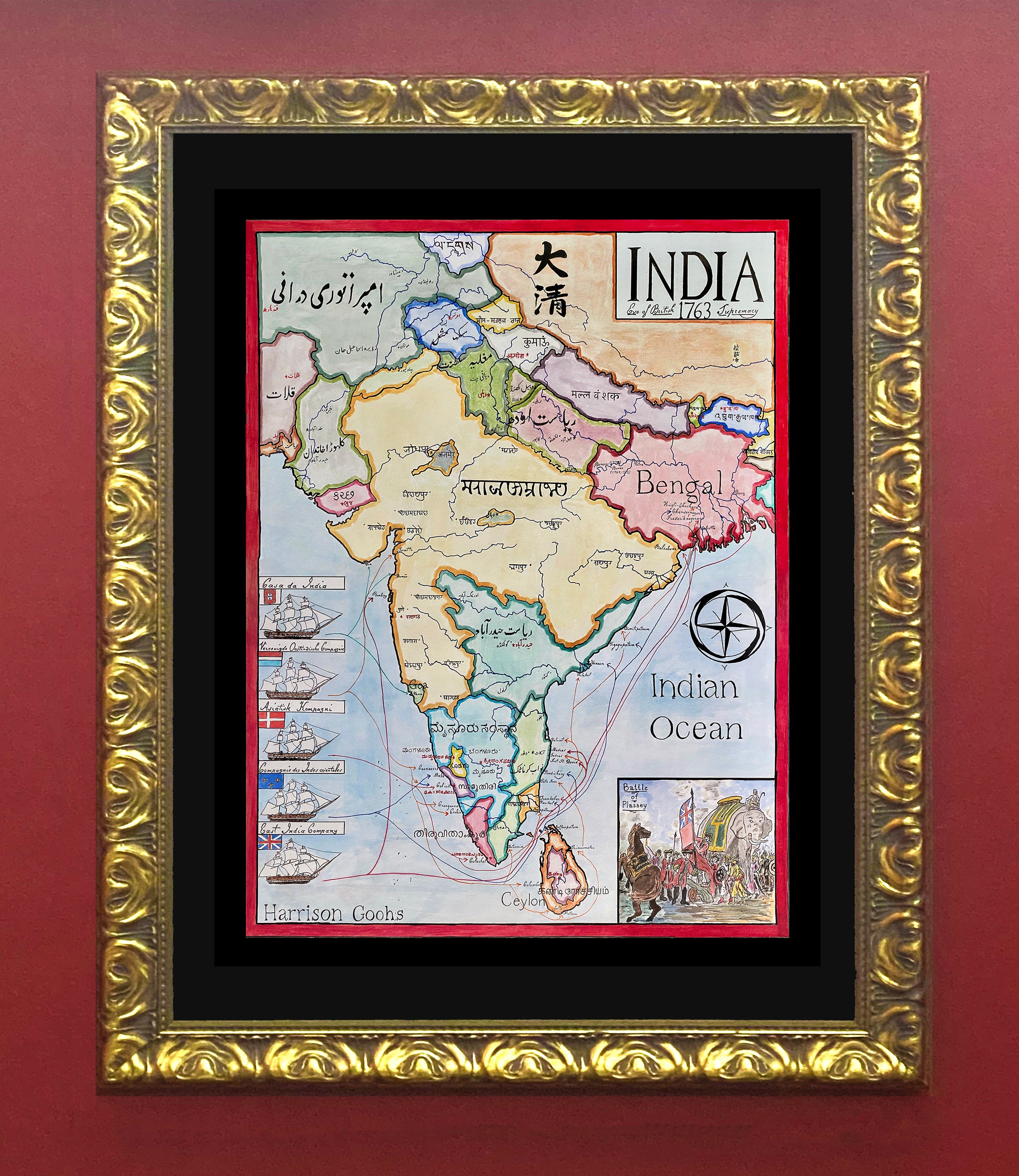 1763年のインド地図、イギリス領インド - Etsy 日本