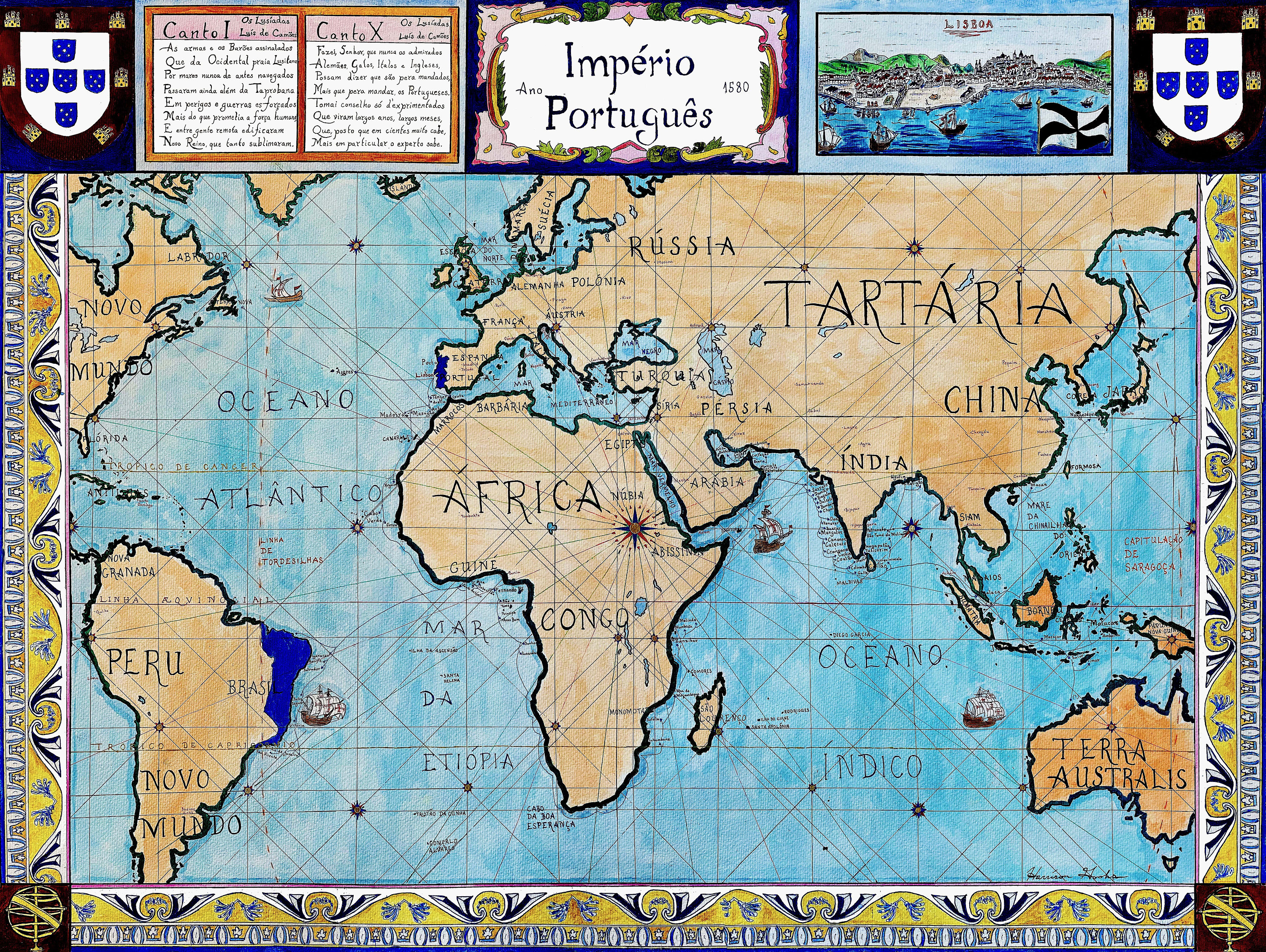 1580年のポルトガル帝国；ポルトガルの歴史地図 - Etsy 日本