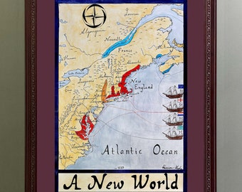 新しい世界地図；1650年の北アメリカ初期植民地地図 - Etsy 日本