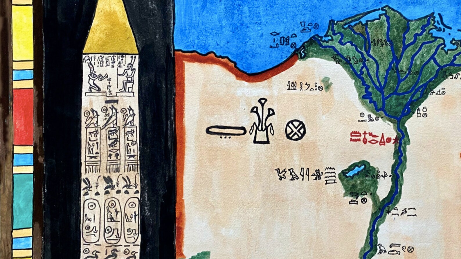 Kaart van het oude Egypte; Hiërogliefen Egypte - Etsy België