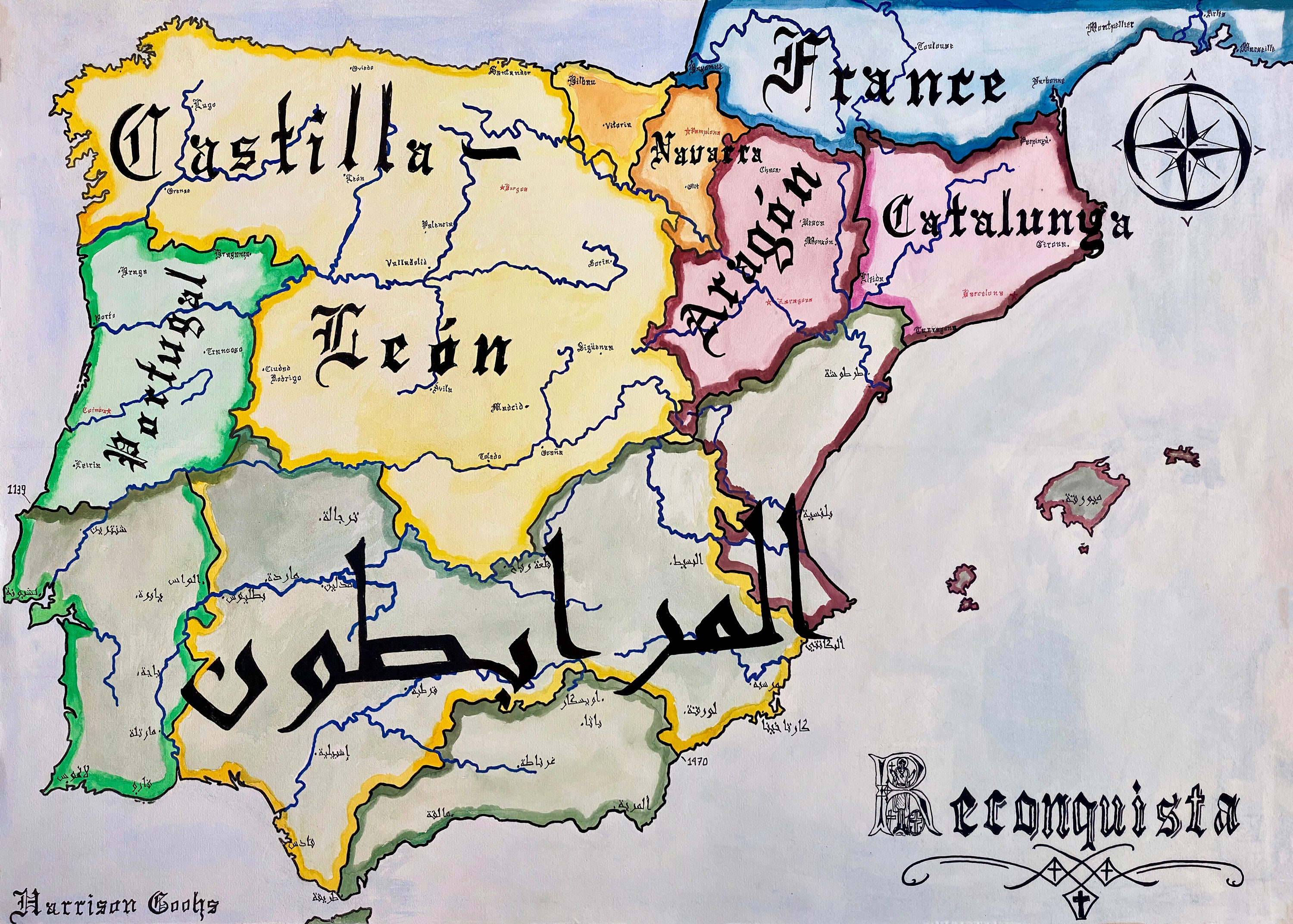 Mapa de la Reconquista española Etsy España