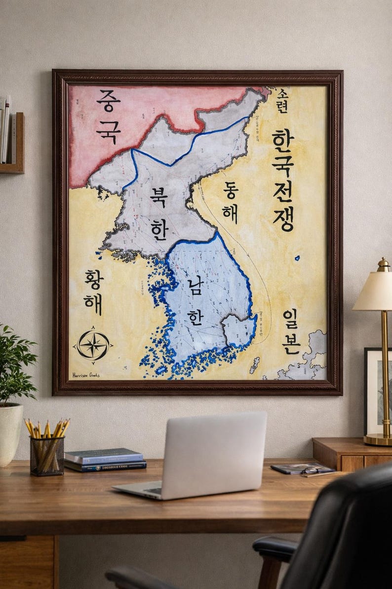 Map of the Korean War (made in USA) - Etsy UK