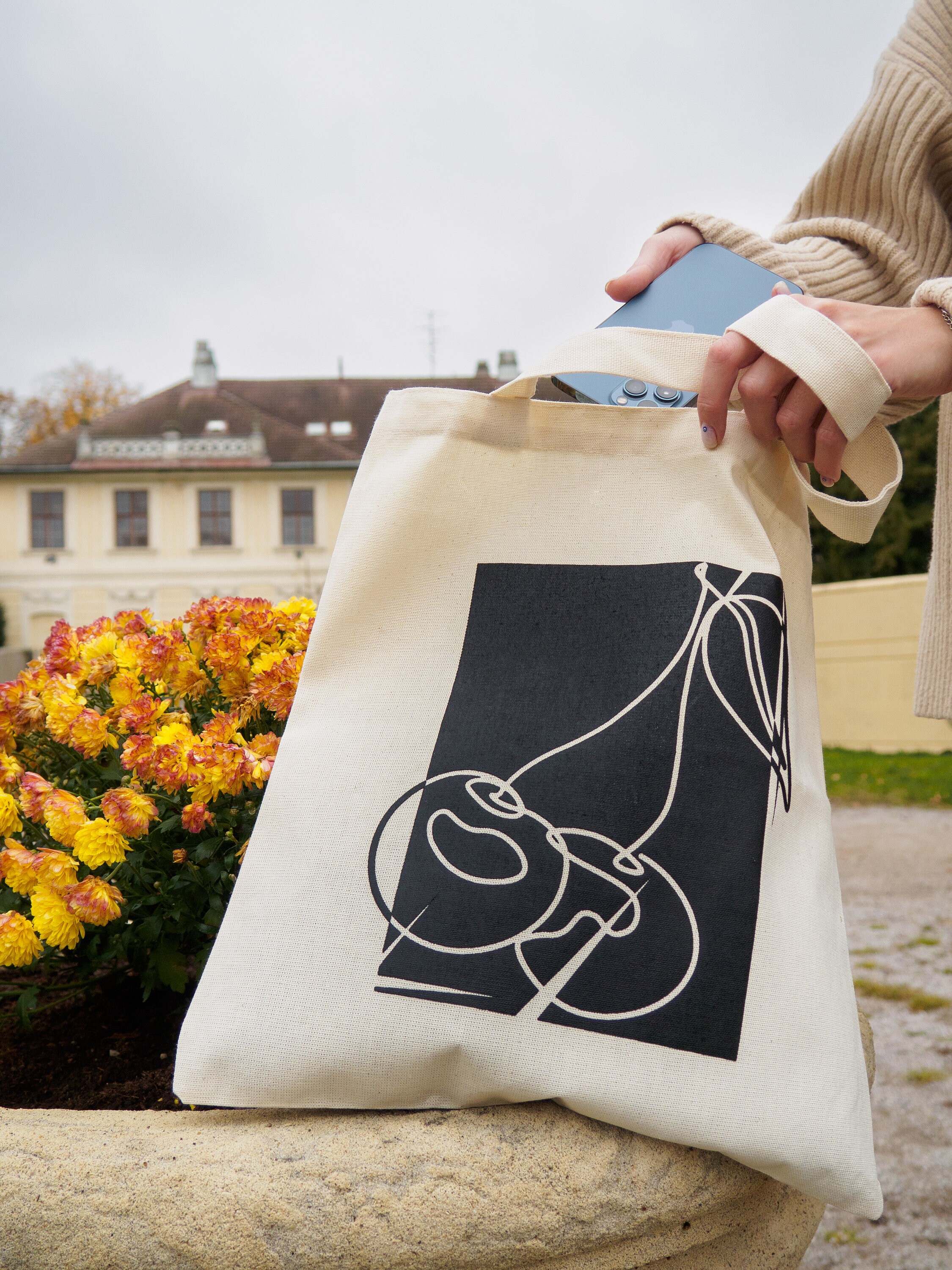 Cherry Print Canvas Tote Bag, Eco Friendly Reusable Shopping Bag 