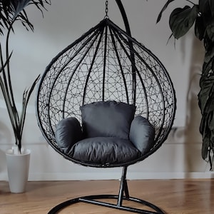 Cocoonkussen donkergrijs, kussen voor handstoel, kussen voor hangmat, cadeau voor meisje, cadeau voor haar, cocon schommelkussen, handgemaakt