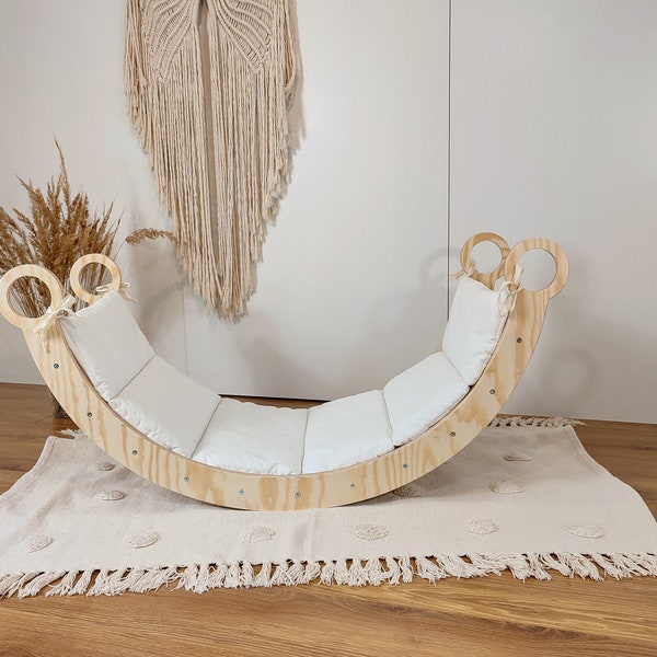 Climbing Arch Bow Rocker for Children Play Ladder Premium Pine Plywood Cradle