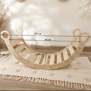 Kletterbogen 105x40x50cm Bow Rocker Kinder Spielleiter Premium Montessori Sperrholz Wiege Plüschmatte Bild 8