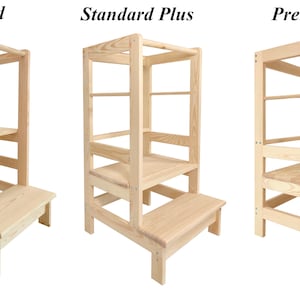 Tour d'apprentissage pour enfants en pin, 90x40x53 cm, 3 étapes, aide de cuisine Montessori en bois à 100% image 8