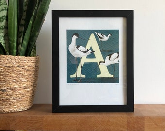 A is voor Avocet - Birds of PEACE Art Print Collection van An Alphabet of Birds - unframed.
