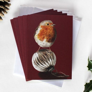 Lot de 5 cartes de Noël Robin